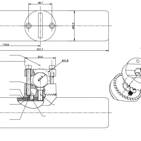 Fiskestangholder, syrefast, for 25-32 mm pulpit