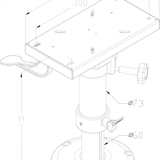 Stolsøyle justerbar m/slide, flyttbar