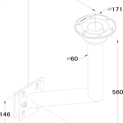 Bordsøyle TB56, sidemontert firepunktsbraket