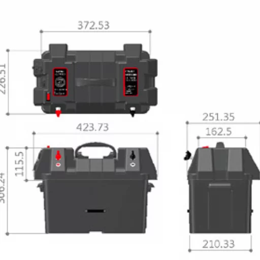 Batterikasse Powerbox med 12V og USB uttak