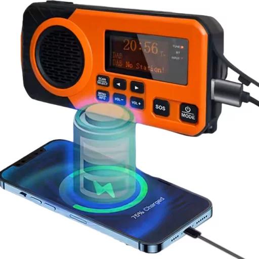 Nødradio DAB+/FM med sveiv og solcellepanel