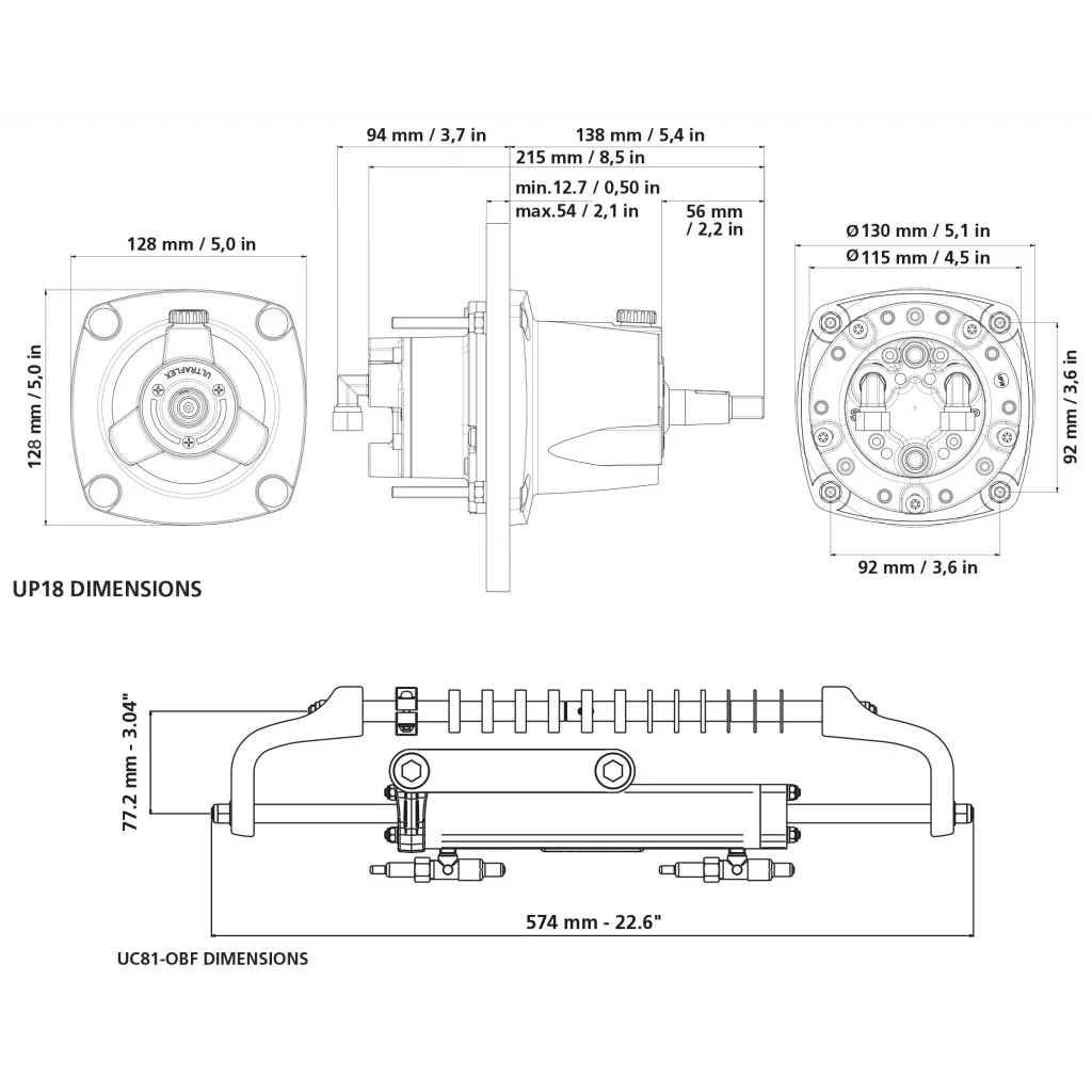 Ultraflex Hydraulisk styring komplett inntil 115 HK GoTech