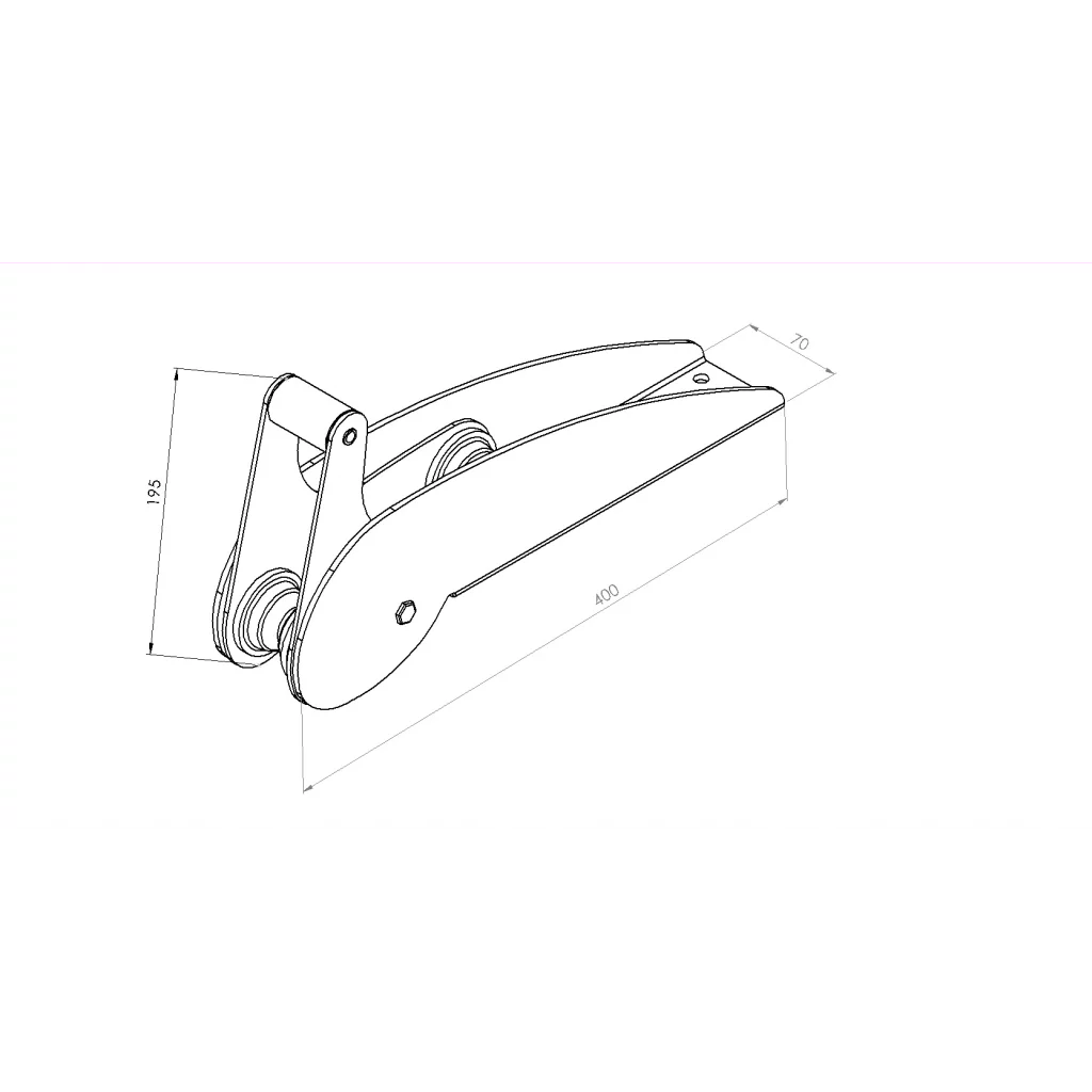 Ankerrulle 400/70/117 mm, rustfri 304, 15 kg