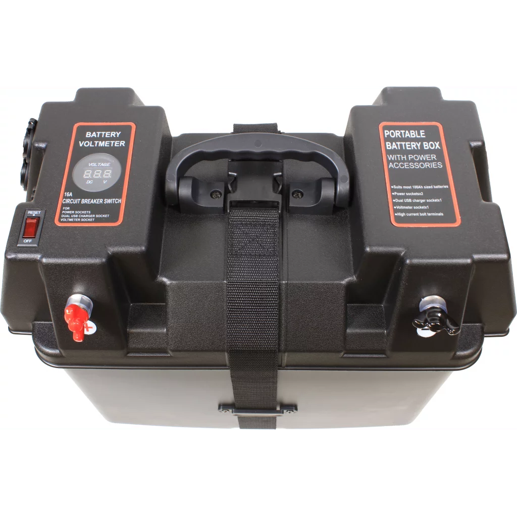 Batterikasse Powerbox med 12V og USB uttak