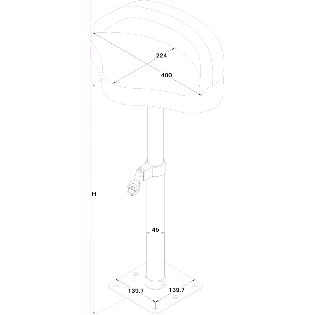 Båtsete komplett med hurtigfeste
