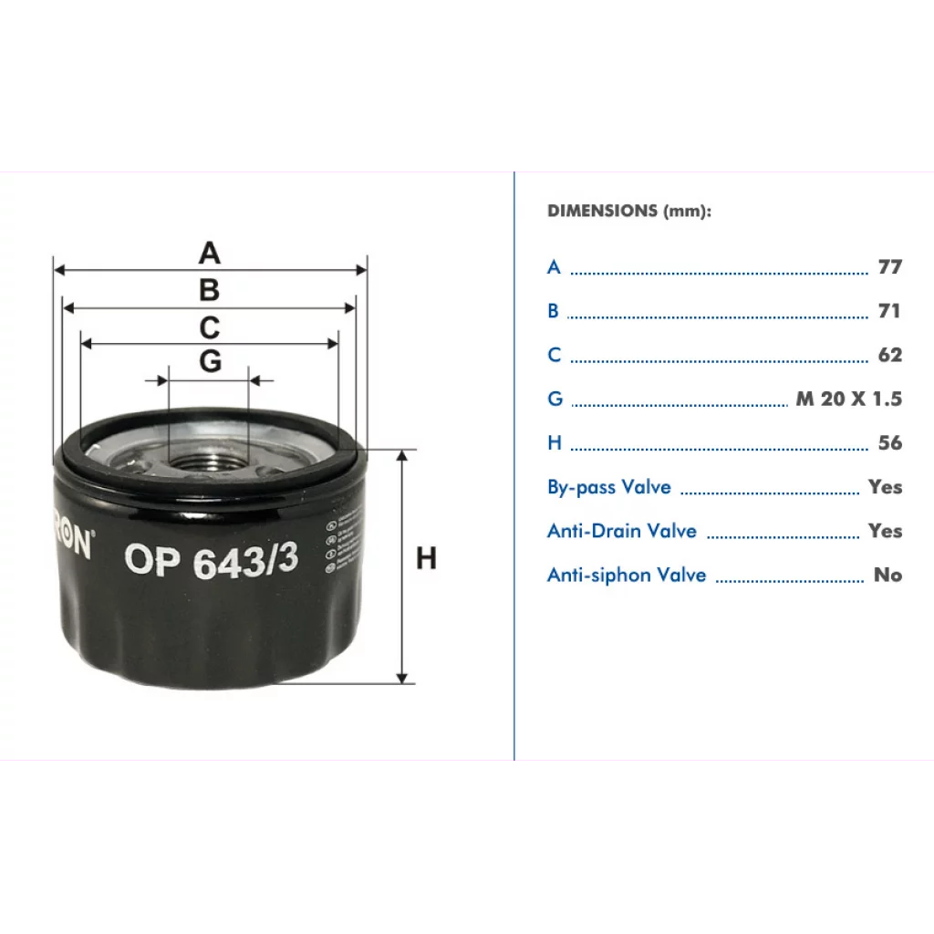 Filtron Oljefilter OP643/3
