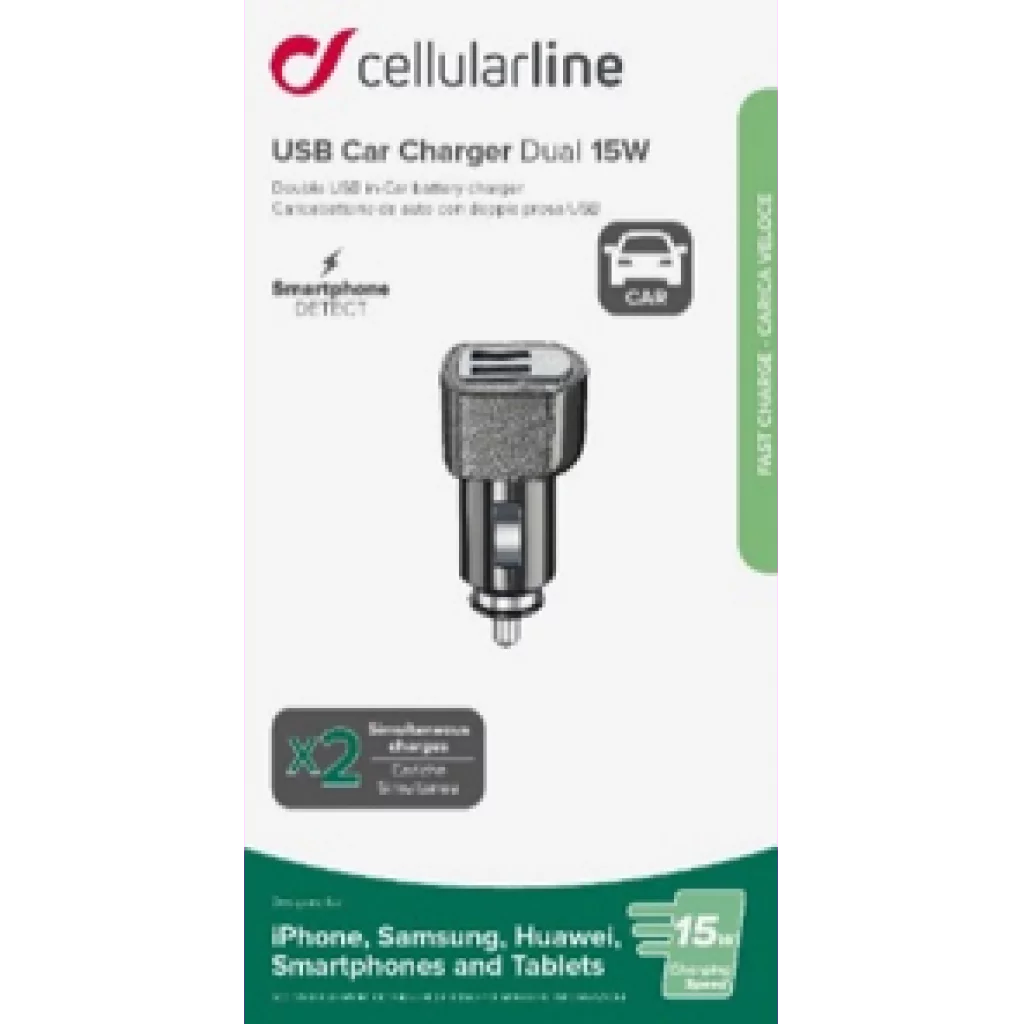 Cellularline USB-A billader 12/24v Dual 15W