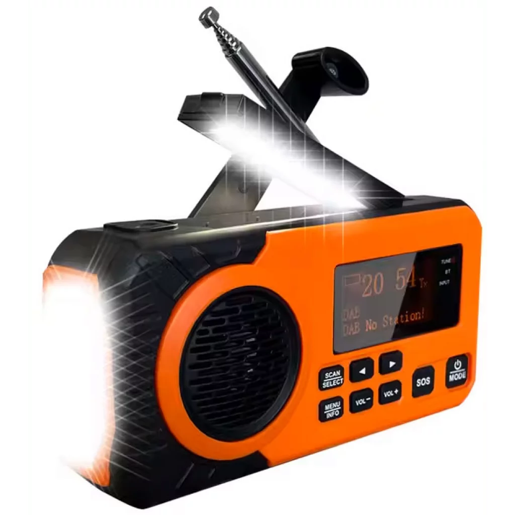 Nødradio DAB+/FM med sveiv og solcellepanel