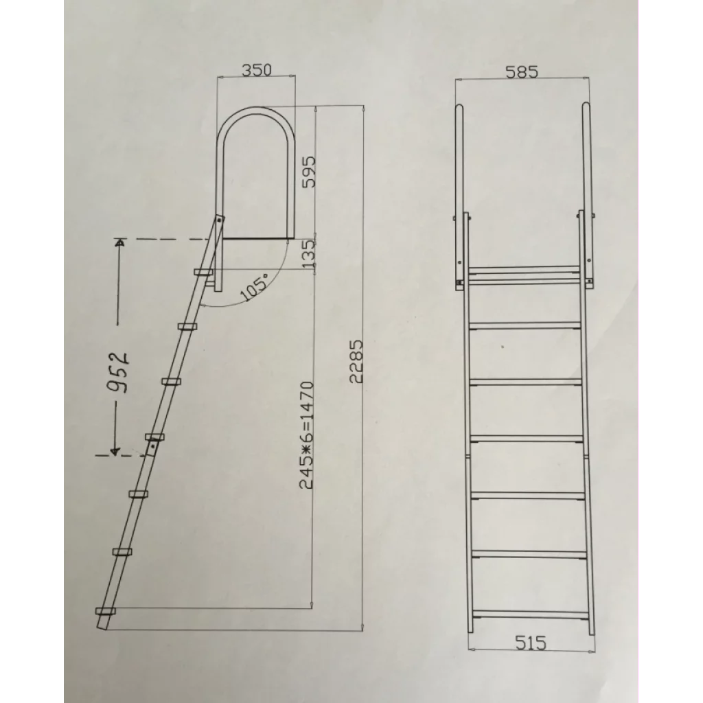 1852 Bryggetrapp nedfellbar i HDG 4 trinn