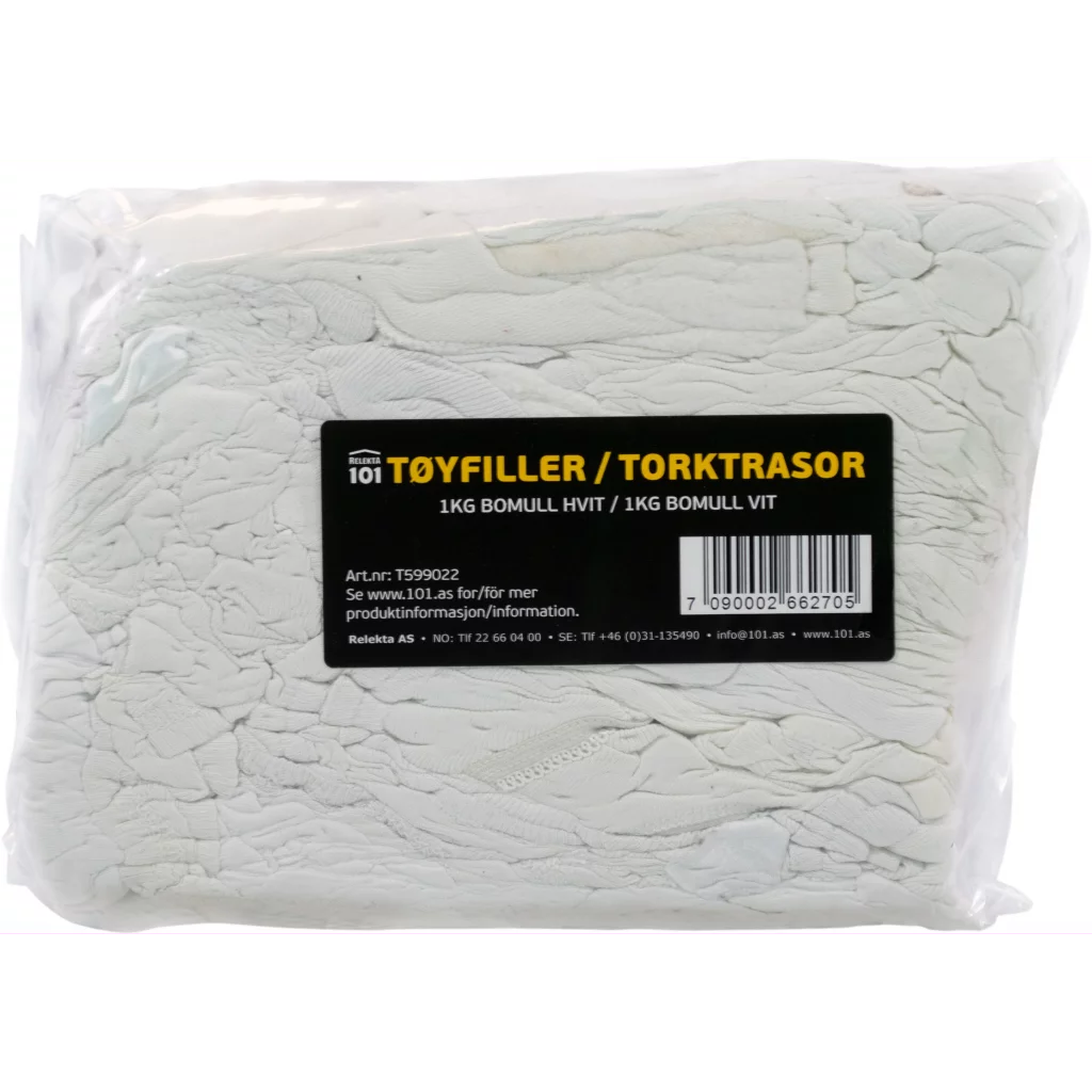 Relekta 101 Tøyfiller 1kg Bomull Hvit