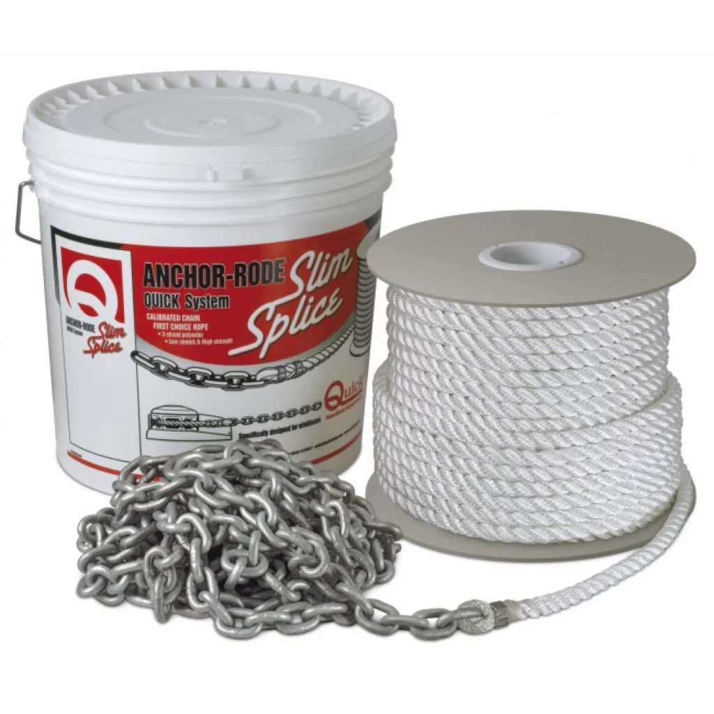 Quick Slim Splice ankerline med tau og kjetting 6 mm