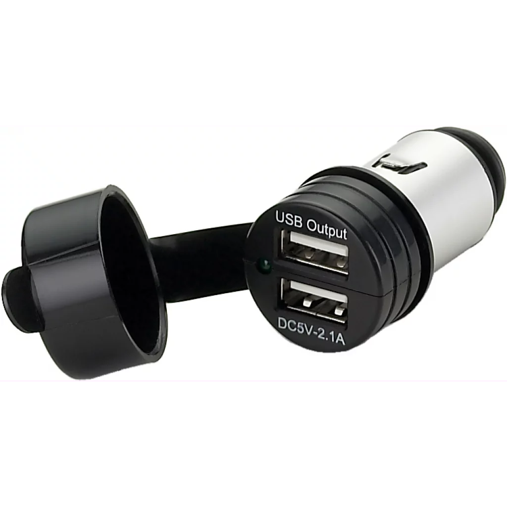 USB-lader dobbel, kontakt m/sig. støpsel 12-24V