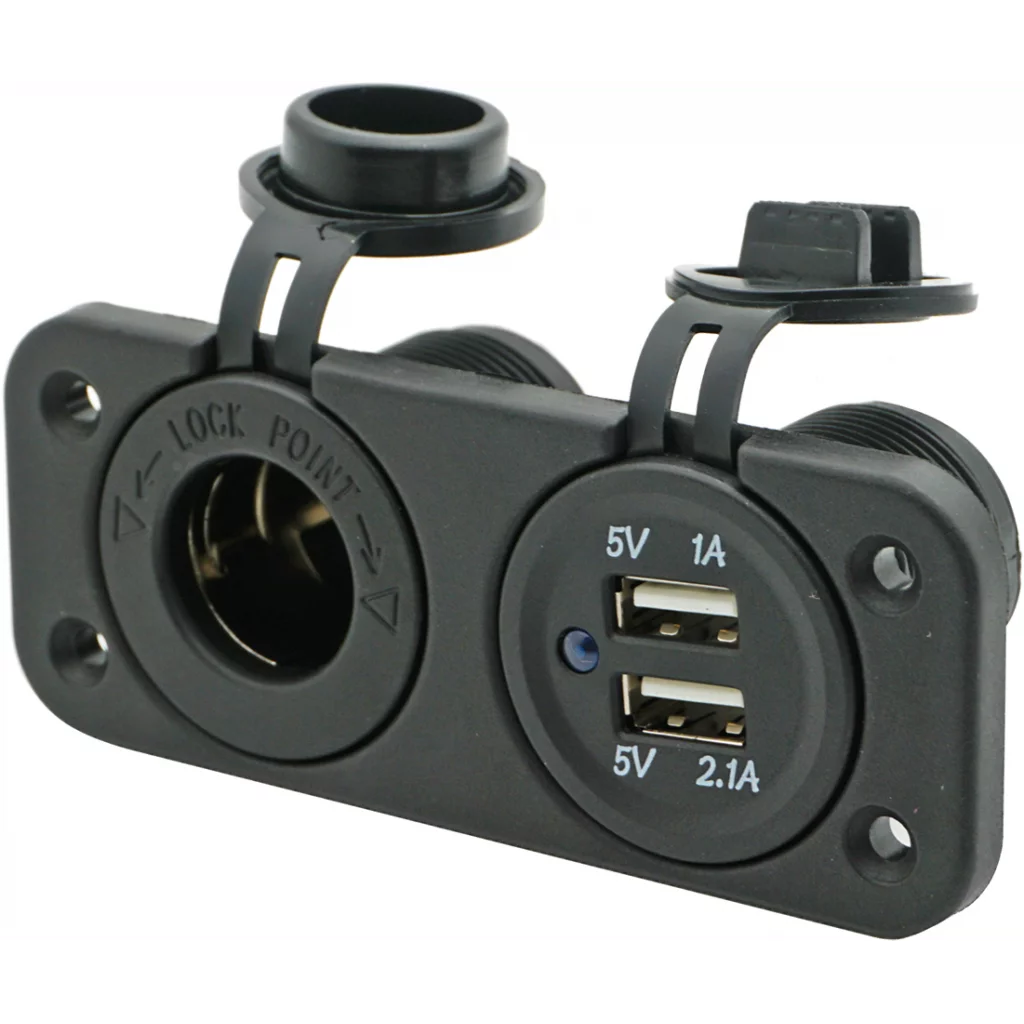 Strømuttak + dobbel USB