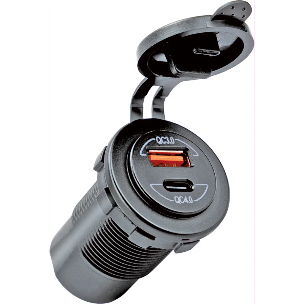 1852 USB-A og -C uttak for innbygging 12/24V