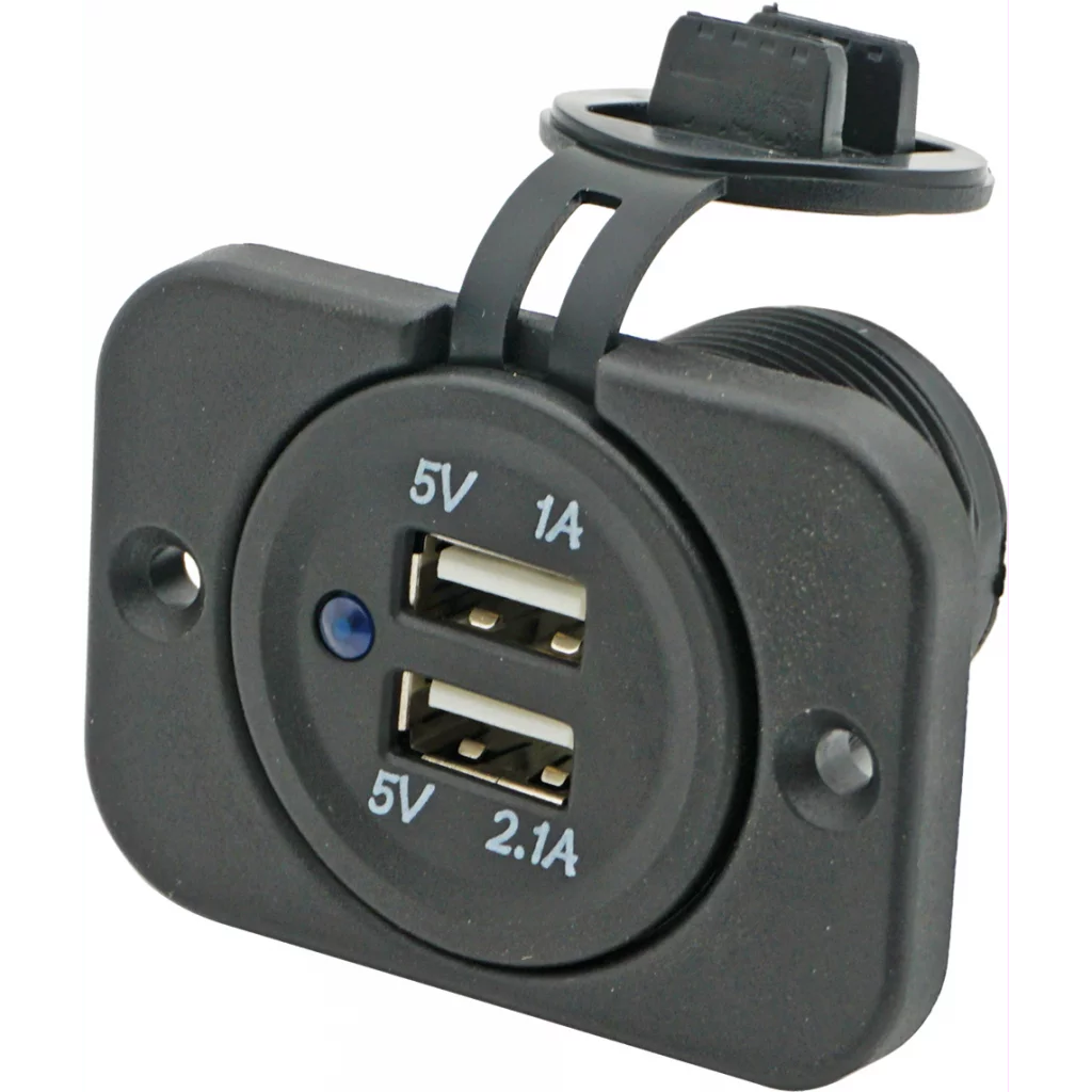 USB uttak, dobbel 12/24V